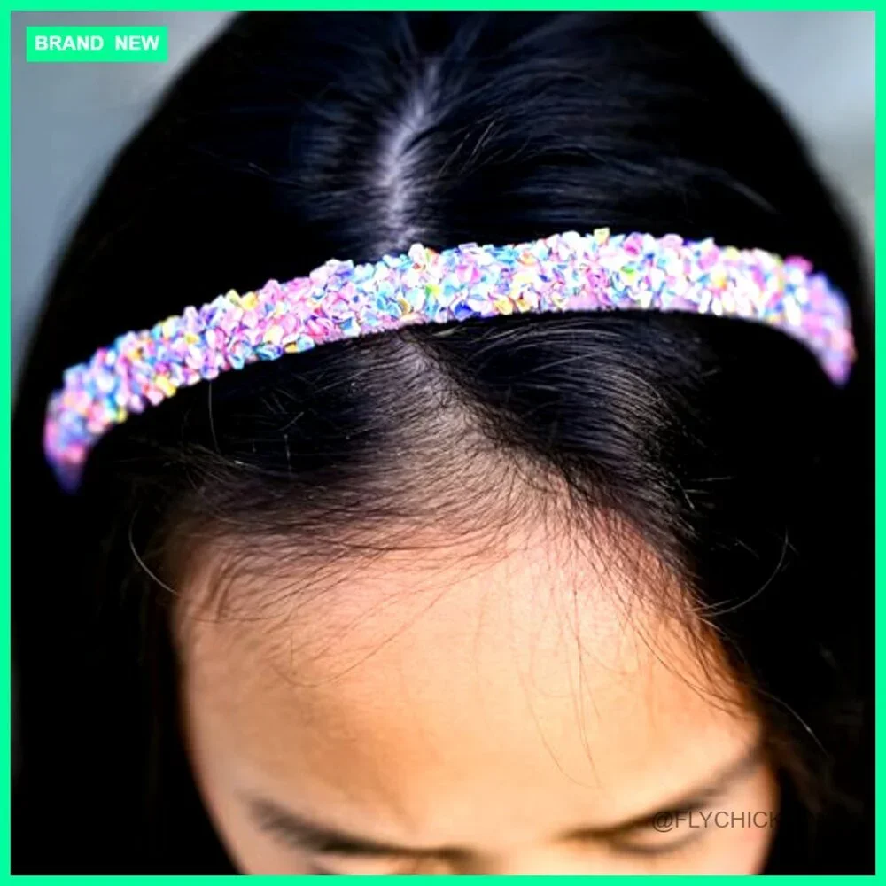 4 Thin Sequin Headbands for Girls Non Slip Sparkly Hair Accessories
